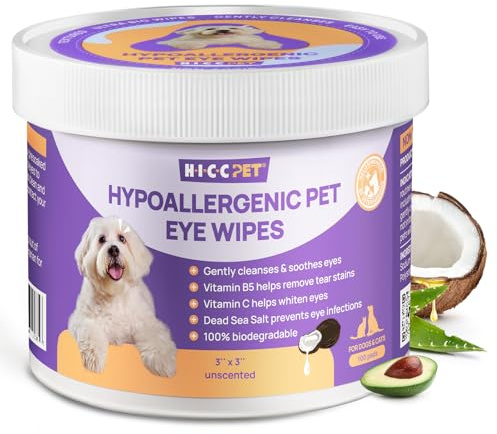 HICC PET Lingettes Pads de Soin oculaire pour Chiens et Chats, 100 pièces