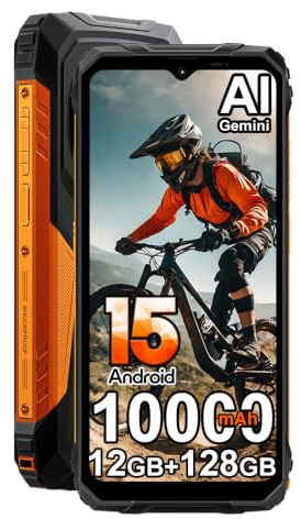 Blackview Móvil Irrompible Android 15, 12GB+128GB/2TB 10000mAh Teléfono Móvil Resistente IP68, 6.56 HD+ 90Hz, 16MP Cámara AI Móvil Rugerizado,Face ID/NFC/GPS/5G WiFi/FM/Gemini AI, Naranja