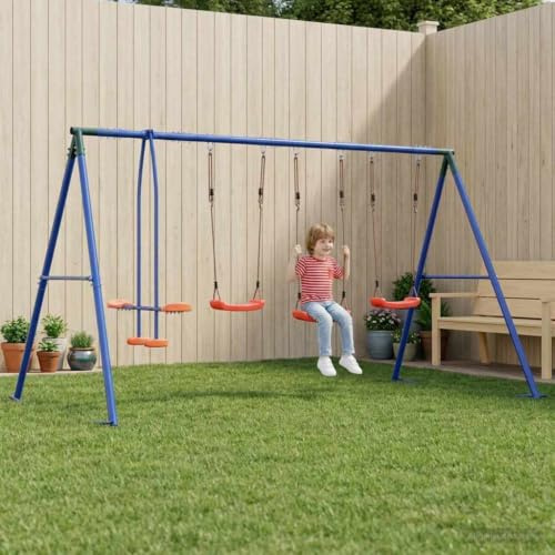 Mangloder - Juego de columpio para exteriores (330 x 185 x 185 cm, acero, polietileno, estructura de escalada con tobogán y columpio nido, para niños en el jardín, resistente a la intemperie, altura