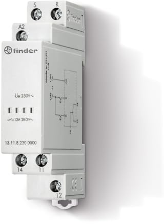 Finder Relè elettronico Bistabile di chiamata, modulare, Tipo 13.11, con comando di reset. Con 1 contatto CO 12 A. Montaggio su barra 35 mm. Indicato per applicazioni nel terziario