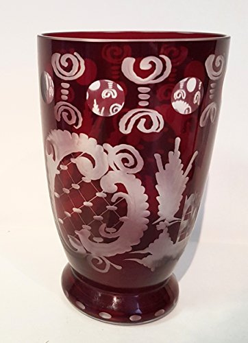 Egermann cristal de bohême antique coupe du vin en verre rouge rubis souffle a la bouche taillés à la main collection en verre cristal hauteur environ 11 cm