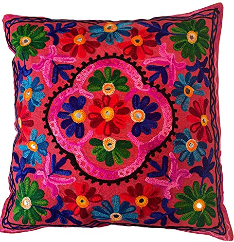 Original Kikan Suzani - Fundas de cojín (40 x 40 cm), diseño étnico Indio, Multicolor