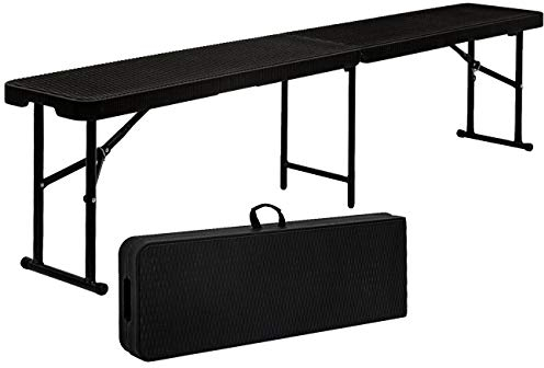 AMANKA 300kg Bierbank - 184x30x43 Rattan-Optik Wetterfest Klappbar Kunststoff Bank Camping Sitzbank