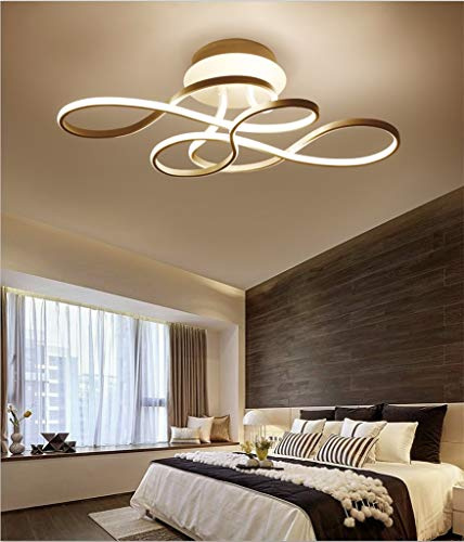 GHY LED Deckenleuchte Modern Wohnzimmerlampe Creative Aluminium Acryl Design Lampe Decke Fixture Beleuchtung Innen Dekorative Deckenbeleuchtung Für Schlafzimmer Küche Büro,Gold,70x40cm/110W