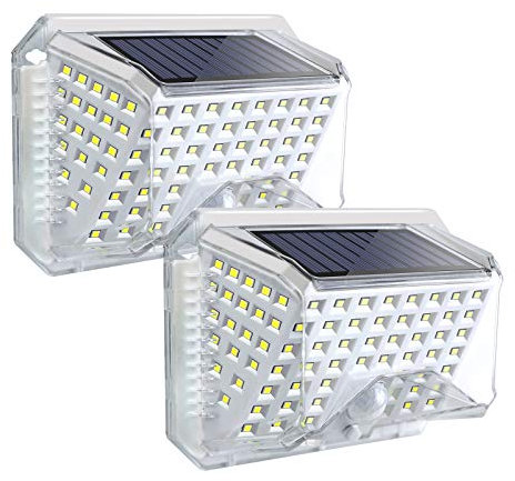 ROVLAK Luce Solare 270°Angolo Illuminazione Lampade LED con Sensore di Movimento Luci Esterno Energia Solare Impermeabile per Giardino Portico Balcone-2 Pezzi