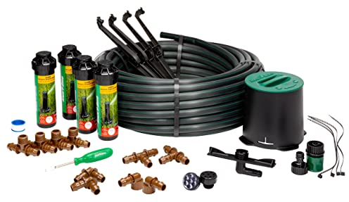 Rain Bird 32HE In-Ground Pro Rotor Pop-Up Sprinklersystem Kit mit Click-N-Go Gartenschlauchanschluss