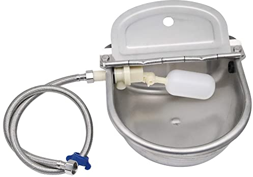 Automatic Animal Water Bowl, Stainless Steel Cattle Drinking Waterer Water Trough with Float Valve and Thread Pipe,for Horse Goat Cattle Pig Dog