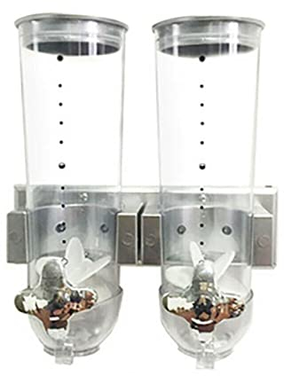 Dispensador de cereales doble, 3 L, para pared, para cereales, dispensador de cereales, dispensador de cereales, dispensador de cereales, dispensador de cereales, dispensador de cereales (plateado)