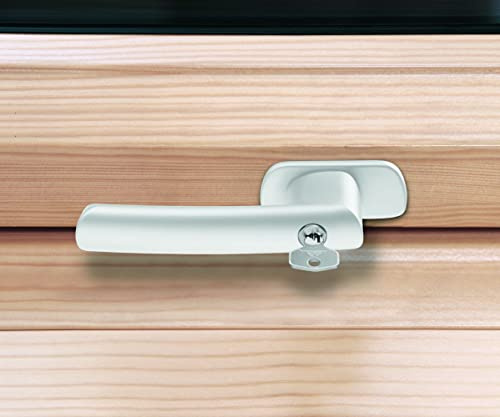 Original Roto Fenstergriff | Fenster Griff für Dachfenster der Baureihe R6 und R8 Holz | Abschließbar mit Schlüssel | Farbe Weiß