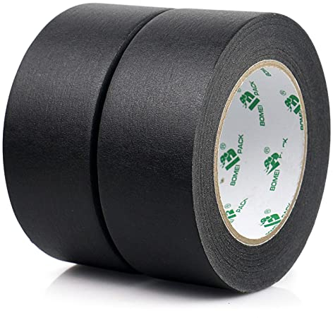 BOMEI PACK 2 Rollen 50mx48mm Schwarzes Malerband Abdeckband Kunsthandwerk Klebeband Premium Masking Tape, Dekorieren Malerband für Indoor (Schwarz)