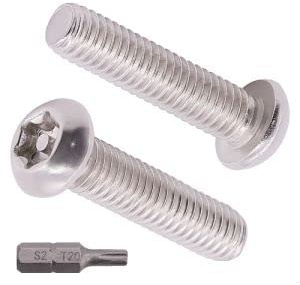 M8-1.25 x 25mm (20 pcs) Button Head Torx Security Machine Screws Bolts, one Bit Included, 304 Stainless Steel 18/8, Tamper Resistant Screws, Full Thread