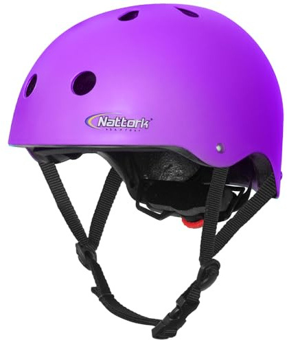 Nattork Kids Helmet Protective Gear, Removable Liner for Multi-Sports Skateboard, Skates, Bike, Scooter Purple Age 4-8