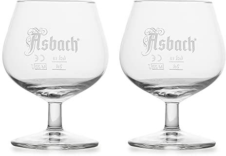 Albellion 2 Stück Original Asbach Gilde Gläser Glas Brandy Cognac Ballonglas Ballongläser mit Logo, 15cl, transparent