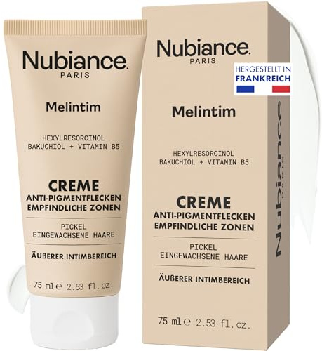 NUBIANCE - Melintim 75ml - Multi-Comforting Creme für äußere Intimbereiche - Nach dem Wachsen oder Rasieren - Reduziert eingewachsene Haare - Bikini Line - Dermatologisch getestet