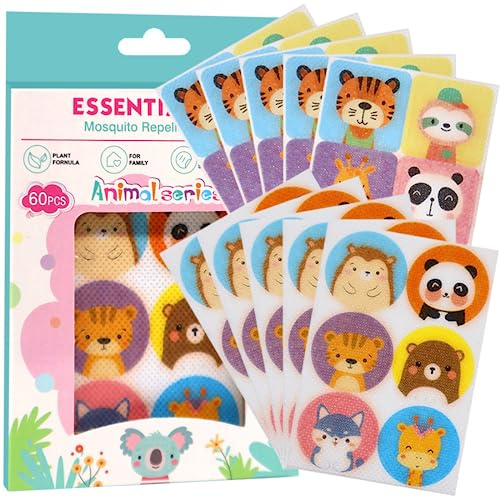 Pegatinas Antimosquitos Niños,Parches Antimosquitos Bebe,Parche Repelente de Mosquitos,60 Piezas Parches Antimosquitos para Niños Adultos al Aire Libre uso en Interiores