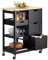 SoBuy Carrito Auxiliar con Ruedas, Carrito Cocina con 3 Cajones y 3 Estantes, Mueble Auxiliar de Cocina, Mueble Cocina Auxiliar Negro 68x38x85 cm, FKW79-W