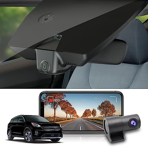 Fitcamx Dashcam Auto Vorne Hinten Geeignet für Kia NIRO and NIRO EV 2017 2018 2019 2020 2021 2022, OEM Dashcam 2K 1440P+1080P HD Video WiFi, Loop-Aufnahme, G-Sensor, WDR, Plug & Play, 64GB Karte
