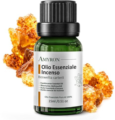 Aceite Esencial de Incienso AMYRON 15 ml/Olibano/Natural y Puro al 100% / Ideal para Aromaterapia y Uso Terapéutico/Difusor de Aceites Esenciales/Masajes Aromáticos/Uso Alimentario Sin OGM