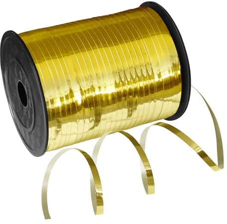 500 Yards Gold Curling Ribbon, 5mm Gold String Ribbon for Balloons | Shiny & Glitter Balloon Ribbons, for Gift Wrapping, Crafts, Birthday, Christmas, Wedding, New Year, Party Decorations