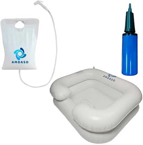 AMDASO Portable Hair Washing Station, Locs Detox Tub, Portable Shampoo Bowl, Inflatable Wash basin, Hair washing basin for bedridden, Dreadlock accessories, Inflatable Shampoo Basin