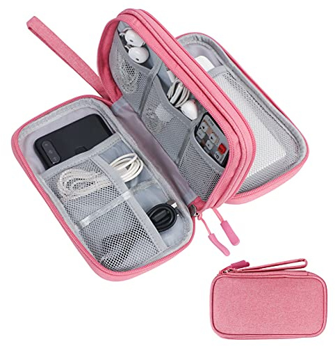 Skycase Kabeltasche,Reise Travel Gadgets Kabel Organizer Tasche,Travel Essentials Tech Pouch Bag für Kabel Powerbank Elektronische Accessoires Kabeltaschen-Rosa
