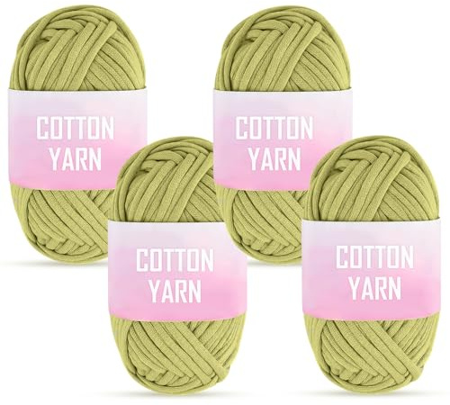 KFDDRN Lot de fil à crocheter - 4 pièces Fil épais en coton pour crochet pour débutant - 4 x 50 g (Vert)