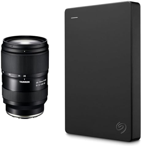 TAMRON - 28-75mm F/2.8 Di III VXD G2 - Zoom lens for Full-frame Mirrorless Sony cameras & Seagate Portable Drive, 2TB, External Hard Drive, Classic Black, for PC Laptop and Mac