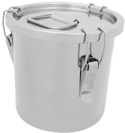OUNONA Stainless Steel Milk Bucket Airtight Barrel 6l Portable Sealed Canister with Handle for Food Storage and Camping
