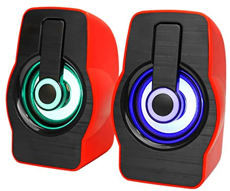 Griwiuiowe Haut-Parleur D'Ordinateur Mini Haut-Parleur MultiméDia StéRéO EntréE Audio 3,5 Mm Convient pour PC Portable Portable Rouge