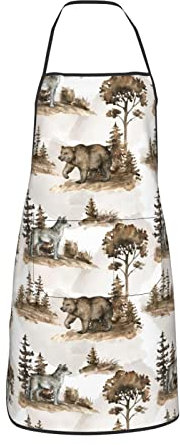 Amkong Schürze mit schönem Pilz, rustikal, Blumenmuster, Rosa, für Damen, Herren, Teenager, mit Taschen, Schürzen zum Kochen, Koch, Küche, Grillen, 10, One size