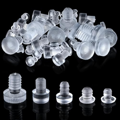 Jeffdad Lot de 50 butoirs de table en verre – 5 tailles de bouchons en caoutchouc transparent pour protection de table en verre non adhésif