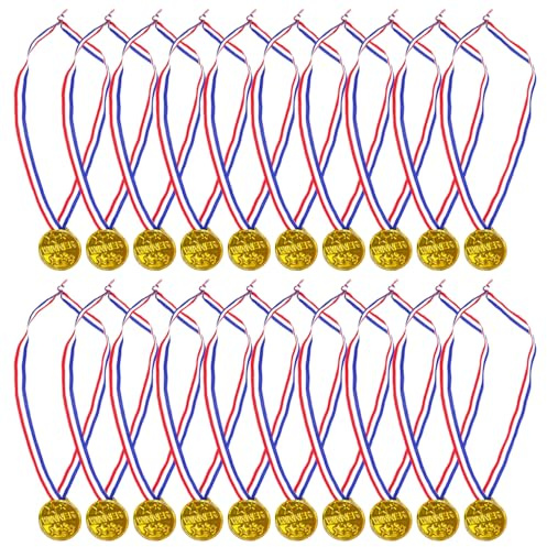 20 medallas de oro para niños. Medallas para niños, medallas de banda tricolor, medallas ganadoras, adecuadas para diversas actividades competitivas en escuelas y comunidades