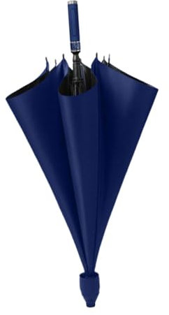 JISADER Automatisch öffnender Golfschirm, Regenschirm, Stabiler 53-Zoll-Regen- und Sonnenschutz mit wasserdichter Abdeckung, gerader Schirm, Navy blau