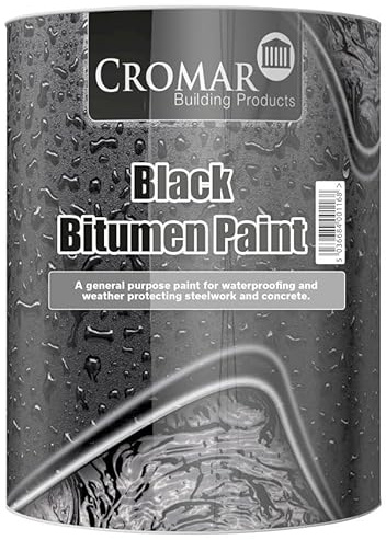 CROMAR Black Bitumen Paint – Waterproof and Weatherproof Protective Coating for Metal, Asphalt, Wood, and Concrete | 25L