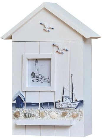 Geoyien Key box, Cassetta portachiavi, Cassetta chiavi, 7 * 7cm griglia fotografica, montato a parete, stile mediterraneo, per chiavi, gioielli e piccoli oggetti (22.5 * 7.5 * 30cm)