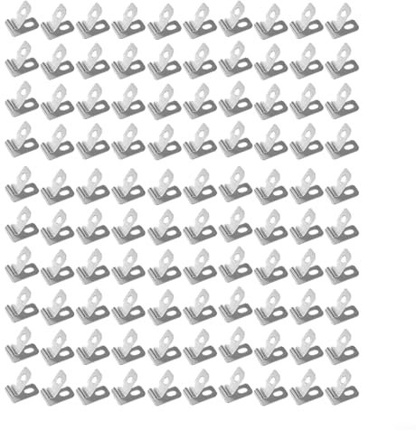 Wire Fence Clips Set, Wire Mesh Fence Post Cage Clips Fence Mounting Clip Cable Clips(Aluminum material: 100 clips + 100 screws)