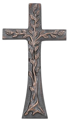 Butzon & Bercker Stehkreuz aus Bronze „Baum des Lebens“ – ausdrucksstarkes Kunstobjekt mit Lebensbaum-Relief, dunkler Patina, inkl. Expertise – spirituelle Geschenkidee & Deko-Kunstobjekt