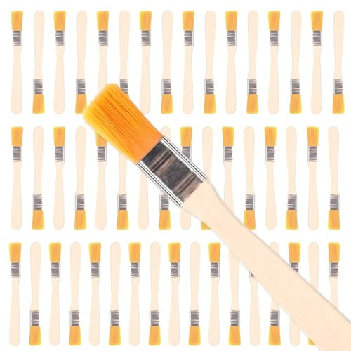 50Stks Mehrzweck Nylonborsten Pinsel, 12mm Weiche Flache Acrylfarben Pinsel, Wiederverwendbare Künstlerpinsel in Großen Mengen, Kleiner Ölmalerei Pinsel mit Holzgriff für Gouachefarben Wand