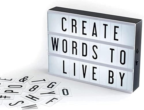 VIVAAS A4 Cinematic Lightbox Message Board Contains 90 Letter And Symbols Party Decoration Message Box A4 Cinema Light Box LED Marquee Box for Home, Party, Birthday, Wedding