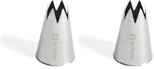 De Buyer - Douille cannelée en inox - F6-6 dents, diamètre 1,8 cm - En Inox, Idéale pour Décorer, Garnir et Remplir, Sans Soudure pour Hygiène Parfaite, S'Adapte aux Poches Pâtissières (Lot de 2)