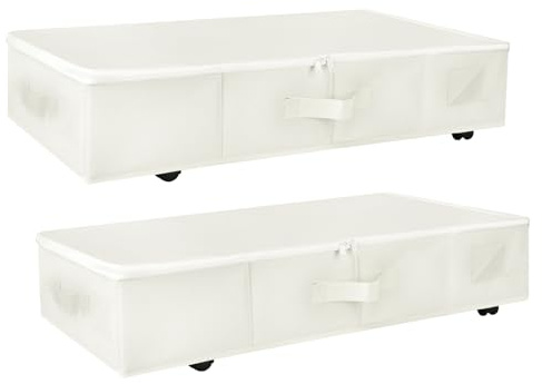 Maphissus 2 Pack Under Bed Storage on Wheels, Rolling Underbed Containers Bins with Lids,Bedroom Organizer for Clothes, Shoes, Blankets