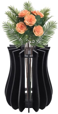 UNICRAFTALE Vase Noir pour Fleurs Artificielles Vase pour Bouquet de Fleurs Vases Puzzle en Bois Vases à Fleur Roses Fleur de Cerisier Tournesol Tulipes Jonquilles Lotus