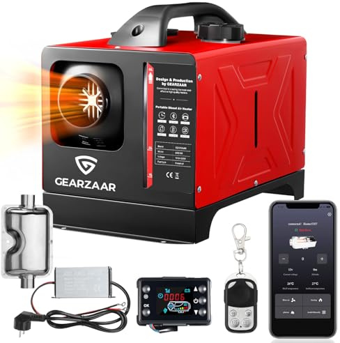 8 KW Dieselheizung 12V / 24V All in One Diesel-Luftheizung 230V Adapter BT-App-Steuerung Fernbedienung Anzeigebildschirm Schnell Aufheizende Tragbare Standheizung für Auto Wohnwagen Lastwagen Schiffen