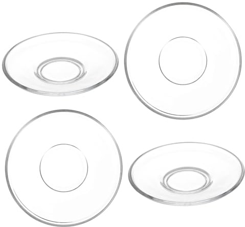 ROMISBABA 4piezas Platillos de Vidrio Transparente Redondos para Té y Café Platos Pequeños Reutilizables para Hogar Restaurante y Cafetería Diseño Delicado y Duradero
