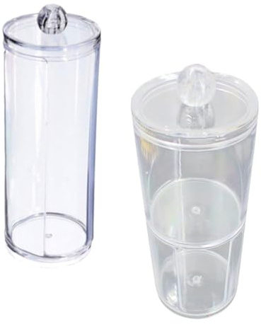 TOGEVAL 2 pièces Boîte de Rangement Acrylique pour Coton et Coton-tiges Organisateur Compact pour Maquillage Support Transparent et Peu Encombrant