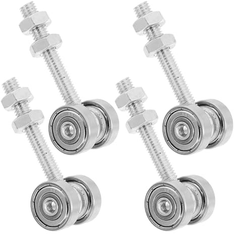 BUGUUYO Ensemble De 4 Galets De Rail De Porte Coulissante Roulettes À Double Roulement Pour Porte De Grange Support M8X60 Pour Placard Penderie Et Garage
