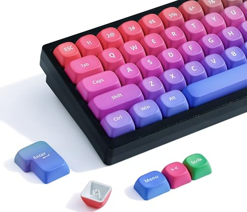 Womier Rainbow PBT Keycaps, Gradient Custom Cute Keycaps | Keycaps for Mechanical Keyboard Dye-Sublimated, MOA Profile Keycap Set for 60 65 75 100 Percent Keyboards, Purple