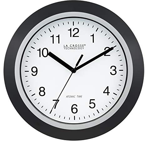 La Crosse Technology WT-3102B 10-Inch WWVB Self-set Analog Wall Clock and automatic DST reset,Black/silver