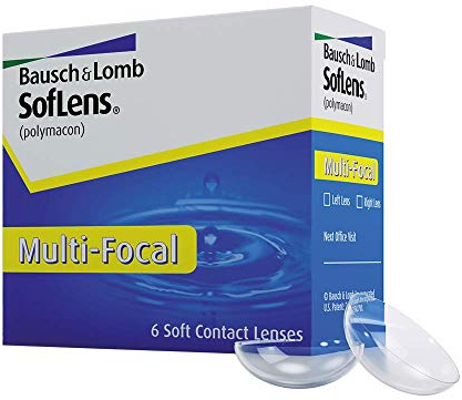 Bausch + Lomb SofLens Multifocal Monatslinsen, Gleitsicht-Kontaktlinsen, weich, 6 Stück / BC 8.8 mm / DIA 14.5 / -6,75 Dioptrien