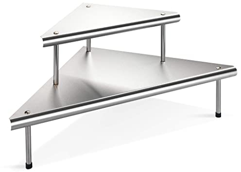 Maximex Küchen-Eckregal Mod. Massivo Duo mit 2 Ablagen, schafft Ordnung und Platz, aus Edelstahl, 48,5 x 31 x 48,5 cm